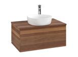 Villeroy und Boch Antao Waschtisch-Unterschrank K30052HM 80x36x50cm, Hahnloch, Waschbeckenplattenfarbe warm walnut, warm walnut
