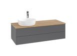 Villeroy und Boch Antao Waschtisch-Unterschrank L22051GK mit Beleuchtung, 120x36x50cm, Hahnloch, Waschbeckenplattenfarbe honey oak, anthracite matt lacquer