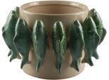 Dekofigur AM DESIGN "Schale mit Fischen, aus Keramik", grün, B:22cm H:14cm T:14cm, Keramik, Dekofiguren, Dekofigur, handgefertigte Osterdekoration