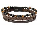 Edelstahlarmband ADELIA´S "Herren Armband aus Edelstahl mit Onyx" Gr. 21, braun (braun schwarz), Armbänder, Herren, 21, Edelstahl, Edelstahlarmband