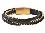 Edelstahlarmband ADELIA´S "Unisex Armband aus Edelstahl" Gr. 19, schwarz gold, Armbänder, Herren, 19, Edelstahl, Edelstahlarmband