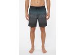 Badeshorts O'NEILL "O'NEILL LOGO STRIPE 16'' SWIMSHORTS", Herren, Gr. L (52), N-Gr, grau (schwarz out), Obermaterial: 100% Polyester, Badehosen Badeshorts, mit Seiten- und Gesäßtaschen, mit Innenhose aus Mesh