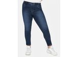 Jeansjeggings SHEEGO, Damen, Gr. 24, Kurzgrößen, blau (dunkelblau denim), 76% Baumwolle, 22% Polyester, 2% Elasthan, unifarben, lang, Jeans