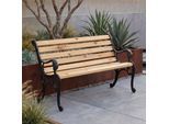 Gartenbank MCW-O25, Sitzbank Parkbank Holzbank 2-Sitzer, Gusseisen Holz Kiefer, 132cm ~ natur