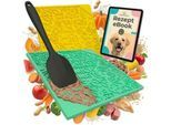 HUND IST KÖNIG Leckmatte Hund mit Saugnäpfen [2 Stk] - 22x22 cm inkl. Spatel + Rezepte-Ebook