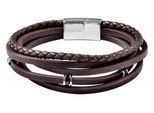 Edelstahlarmband ADELIA´S "Unisex Armband aus Edelstahl" Gr. 19, braun (braun schwarz silber), Armbänder, Herren, 19, Edelstahl, Edelstahlarmband