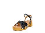 Sandale FINDLAY "CAELI", Damen, Gr. 38, schwarz, Lederimitat, Schuhe Sandale, in Lackoptik mit Nieten