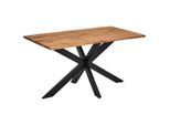 Linea Natura Esstisch, Eiche, Holz, Metall, Eiche, vollmassiv, rechteckig, X-Form, 80x76x140 cm, Esszimmer, Tische, Esstische, Baumkantentische