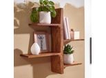 KADIMA DESIGN Wandregal Baum-Form, Sheesham Holz, 58x60x15 cm, 4 Ablageflächen