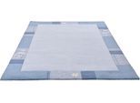 Wollteppich THEKO "Royal Ganges", blau (hellblau), B:90cm H:13mm L:160cm, Viskose, Wolle, Teppiche, 95% Wolle, mit Bordüre, ideal im Wohnzimmer & Schlafzimmer