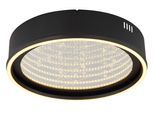 GLOBO LIGHTING Deckenleuchte "MIRRORA", schwarz (schwarz matt), 1, Ø 40cm H: 8,5cm, 1 Stk., Leuchten, LED Deckenleuchte schwarz matt mit 3D Glas- und Kristalleffekt, Deckenleuchte