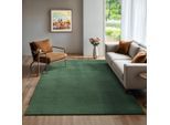 Teppich THE CARPET "Rio", dunkelgrün, B:240cm H:8mm L:340cm, Polyester, Teppiche, Teppich, weicher Wohnzimmer Teppich rutschfest 3D-Optik