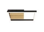 BRILLIANT LED Deckenleuchte "Calma", schwarz, natur, 1, H: 4cm, 1 Stk., Leuchten, 3000 K, dimmbar, Holz/Metall, schwarz, LED Deckenleuchte