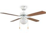 REALITY LEUCHTEN Deckenleuchte "HAMMERFEST mit Ventilator, Deckenventilator mit Zugschalter, 3 Stufen", weiß (weiß matt, braun), 1, Ø 106,5cm H: 40cm, 1 Stk., Leuchten, exkl 1x E27 Leuchtmittel, Ø 106cm Höhe 40cm, Vor- & Rücklauf Funktion, Deckenleuchte