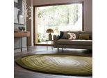 Teppich FLAIR RUGS "PUDDLE OMBRE WOOL", grün, B:160cm H:11mm L:230cm, Wolle, Teppiche, Teppich, Wollteppich in Pfützenform