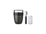 Lunchbox MEPAL "Lunchpot + Faltbarer Löffel Ellipse 500 + 200 ml", schwarz (nordic schwarz), Lebensmittelaufbewahrungsbehälter, Lunchbox