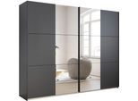 Schwebetürenschrank RAUCH "Kleiderschrank Drehtürenschrank Schrank Garderobe KRONACH", grau (graumetallic, griffleisten grau, 2 spiegel), B:261cm H:210cm T:59cm, Holzwerkstoff, Schränke, Schwebetürenschrank, optional ohne, mit 1 oder 2 Spiegel, viel Stauraum MADE IN GERMANY