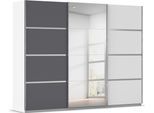 Kleiderschrank RAUCH "Schwebetürenschrank Garderobe Schrank TOP ANGEBOT Avola", weiß (alpinweiß, graumetallic, leisten chrom), B:271cm H:210cm T:62cm, Holzwerkstoff, Schränke, Kleiderschrank, mit eleganten Zierleisten in Chrom, Schwarz oder Weiß MADE IN GERMANY