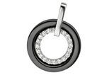 Runder Anhänger JOBO "mit 20 Zirkonia", silber (silber 925), Schmuckanhänger, Damen, Keramik Silber 925 (Sterlingsilber), Keramik, Silber 925 (Sterlingsilber), 925 Silber mit Keramik kombiniert