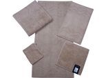 Waschhandschuh ROSS "Cashmere feeling", braun (cappuccino), B:16cm L:22cm, Frottier, Baumwolle, Handtücher, mit Wellen-Bordüre
