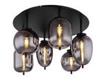GLOBO LIGHTING Deckenleuchte "BLACKY", schwarz (schwarz matt), 6, Ø 63cm H: 49cm, 1 Stk., Leuchten, Deckenleuchte Schwarz, Rauchglas, 3 Gläser, E14, Deckenleuchte