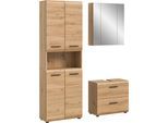 Badmöbel-Set WELLTIME "FLORENZ, 3-teilige Badkombination, hochwertige MDF-Front", artisan oak nb, B:135cm H:185cm T:30cm, Holzwerkstoff, MDF, Kastenmöbel-Sets, Badmöbel-Set, Bad-Kombination, Bad-Möbel, Badezimmer, Kombination, Kombi