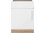 Spülenschrank WIHO KÜCHEN "Cali", weiß (front: weiß matt, korpus: sonoma eichefarben), B:60cm H:82cm T:57cm, Schränke, Spülenschrank, 60 cm breit, ohne Arbeitsplatte