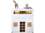 Barschrank INNOSTYLE "FUN PLUS", weiß (weiß matt), B:120cm H:129cm T:37cm, Schränke, Barschrank, Maße: 120 x 129 x 37 cm (B/H/T), mit LED-Beleuchtung