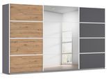 Kleiderschrank RAUCH "Schwebetürenschrank Garderobe Schrank TOP ANGEBOT Avola", grau (graumetallic, eiche artisan, leisten weiß), B:360cm H:229cm T:62cm, Holzwerkstoff, Schränke, Kleiderschrank, mit eleganten Zierleisten in Chrom, Schwarz oder Weiß MADE IN GERMANY