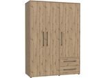 Kleiderschrank FORTE "Mokkaris, zeitloses Design, 3–4 Türen, Made in Europe", braun (artisan eiche), B:144,4cm H:200,1cm T:58,8cm, Holzwerkstoff, Schränke, Kleiderschrank, Topseller