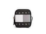 Umhängetasche TOMMY JEANS "TJM ARCHIVE REPORTER", Mädchen, Gr. B/H/T: 17,5cm x 20,5cm x 7cm, schwarz, Leder, Textil, Taschen Umhängetasche, Men Schultertasche mit plakativem Logoschriftzug