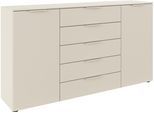 Schubkastenkommode RAUCH "Flipp Schubladenkommode Wäscheschrank Schrank", beige (beige (champagner)), B:180cm H:100cm T:42cm, Holzwerkstoff, Sideboards, 2-türig mit 5 Schubladen und Soft-Close-Funktion in zwei Breiten
