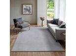 Teppich THE CARPET "Rio", grau, B:300cm H:8mm L:400cm, Polyester, Teppiche, Teppich, weicher Wohnzimmer Teppich rutschfest 3D-Optik