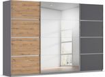 Kleiderschrank RAUCH "Schwebetürenschrank Garderobe Schrank TOP ANGEBOT Avola", grau (graumetallic, eiche artisan, leisten chrom), B:315cm H:210cm T:62cm, Holzwerkstoff, Schränke, Kleiderschrank, mit eleganten Zierleisten in Chrom, Schwarz oder Weiß MADE IN GERMANY