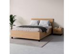Bett VOX "SIMPLE, sehr strapazierfähig, hydraulischer Bettkasten oder Schublade", eiche, eiche, B:145cm H:119,6cm L:204,4cm, Betten, Bett, extrem hohe Belastbarkeit, robust und stilvoll, made in EU