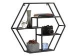 Landscape Wandregal , Schwarz , Metall , 60x52x13 cm , Wohnzimmer, Regale, Wandregale