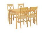 Essgruppe OTTO HOME "Willow", braun (natur, natur, natur), B:108cm H:73cm T:70cm, Massivholz, Sitzmöbel-Sets, Essgruppe, Esstisch mit 4 Stühlen, aus massivem Kiefernholz