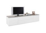Carryhome Lowboard , Grau, Weiss , Holzwerkstoff , 2 Fächer , 200x45x45 cm , FSC MIX , Wohnzimmer, TV Möbel, Lowboards, Lowboards Hochglanz