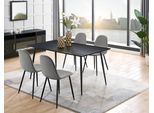 Essgruppe OTTO HOME "Eadwine, Tisch plus 4 Stühle, Sitzgruppe", grau (hellgrau), Schwarzer Esstisch, Sitzmöbel-Sets, Essgruppe