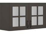 Glashängeschrank WIHO KÜCHEN "Erla", grau (front: kassette anthrazit, korpus: anthrazit), B:100cm H:56,5cm T:35cm, Schränke, Glashängeschrank, Front mit Glaseinsatz