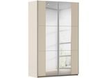 Schwebetürenschrank RAUCH "Kleiderschrank Drehtürenschrank Schrank Garderobe KRONACH", beige (champagner, griffleisten alu, 2 spiegel), B:131cm H:210cm T:59cm, Holzwerkstoff, Schränke, Schwebetürenschrank, optional ohne, mit 1 oder 2 Spiegel, viel Stauraum MADE IN GERMANY