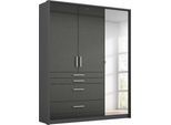 Drehtürenschrank RAUCH "Kleiderschrank Schrank Garderobe Garderobenschrank HOMBURG", grau (graumetallic, hochglanz effektgrau), B:136cm H:197cm T:54cm, Holzwerkstoff, Schränke, Drehtürenschrank, inkl. Passepartout, oberer Schubkasten mit Einteilung MADE IN GERMANY