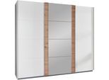 Schwebetürenschrank WIMEX "Bern Schiebetürenschrank", weiß (weiß, artisan oak nachbildung, alu), B:270cm H:210cm T:64cm, Holzwerkstoff, Schränke, Schwebetürenschrank, Schrank mit zusätzlicher Innenausstattung, Garderobe