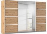 Kleiderschrank RAUCH "Schwebetürenschrank Garderobe Schrank TOP ANGEBOT Avola", beige (eiche artisan, leisten weiß), B:315cm H:229cm T:62cm, Holzwerkstoff, Schränke, Kleiderschrank, mit eleganten Zierleisten in Chrom, Schwarz oder Weiß MADE IN GERMANY