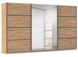 Kleiderschrank RAUCH "Schwebetürenschrank Garderobe Schrank TOP ANGEBOT Avola", beige (eiche artisan, leisten graumetallic), B:360cm H:229cm T:62cm, Holzwerkstoff, Schränke, Kleiderschrank, mit eleganten Zierleisten in Chrom, Schwarz oder Weiß MADE IN GERMANY