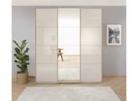 Schwebetürenschrank RAUCH "Kleiderschrank Schrank Garderobe KOLUNA mit Glastüren und Spiegel", weiß (eiche artisan, glas beige (champagner)), B:203cm H:210cm T:62cm, Holzwerkstoff, Schränke, Schwebetürenschrank, Breiten 203/271/315/360 cm Höhen 210/229 cm MADE IN GERMANY