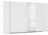 Schwebetürenschrank RAUCH "Kleiderschrank Drehtürenschrank Schrank Garderobe KRONACH", weiß (alpinweiß, griffleisten alu, mit 1 spiegel), B:354cm H:210cm T:59cm, Holzwerkstoff, Schränke, Schwebetürenschrank, Kombischrank optional mit 1 oder 2 Spiegel viele Böden MADE IN GERMANY