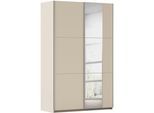 Schwebetürenschrank RAUCH "Kleiderschrank Drehtürenschrank Schrank Garderobe KRONACH", champagner, griffleisten alu, 1 spiegel, B:131cm H:210cm T:59cm, Holzwerkstoff, Schränke, Schwebetürenschrank, optional ohne, mit 1 oder 2 Spiegel, viel Stauraum MADE IN GERMANY