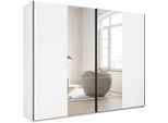 Schwebetürenschrank RAUCH "Kleiderschrank Drehtürenschrank Schrank Garderobe KRONACH", weiß (alpinweiß, griffleisten grau, 2 spiegel), B:261cm H:210cm T:59cm, Holzwerkstoff, Schränke, Schwebetürenschrank, optional ohne, mit 1 oder 2 Spiegel, viel Stauraum MADE IN GERMANY