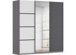 Kleiderschrank RAUCH "Schwebetürenschrank Garderobe Schrank TOP ANGEBOT Avola", grau (graumetallic, alpinweiß, leisten graumetallic), B:203cm H:229cm T:62cm, Holzwerkstoff, Schränke, Kleiderschrank, mit eleganten Zierleisten in Chrom, Schwarz oder Weiß MADE IN GERMANY
